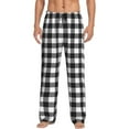 thumbnail image 1 of Balery Black White Plaid Pantalones de pijama para hombre, pijama ultraligero, pantalón de descanso-Small, 1 of 6