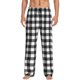 thumbnail image 1 of Balery Black White Plaid Pantalones de pijama para hombre, pijama ultraligero, pantalón de descanso-Medium, 1 of 6