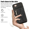 thumbnail image 6 of Crossbody RFID BLOCKING Wallet Case for iPhone 7 / 8 / SE 2022 2020 with Card Holder, Zipper Pocket Kickstand Function Shockproof Purse Phone Cover with Removable Shoulder Strap & Wrist Strap, Black, 6 of 8