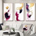 thumbnail image 1 of Designart "Peaceful Intensity Magenta and Gold Series II" Abstract Painting Framed Wall Art Set Of 3 - Gold Modern Frame Gallery Wall Set For Home Decor, 1 of 6
