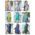 thumbnail image 3 of Abody Femmes Oversize Maxi Robe Cravate Die Imprimé V Robe de Plage Cover Ups, 3 of 7