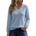 thumbnail image 2 of Szhihuiw Women's Lightweight Sweaters Fall Fashion Solid Color Long Sleeve Knit Hooded Sweater Business Casual Tops for Women, 2 of 9