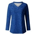 thumbnail image 4 of Olyvenn Stylish Trendy Tops for Women Sparkly Raglan Long Sleeve Shirts V Neck Loose Fit Tunic Pullovers Solid Plus Size Shiny Blouses Blue 10, 4 of 4