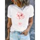 thumbnail image 1 of Camiseta de algodón extragrande para mujer: Top suave de manga corta con cuello redondo y estampados abstractos, 1 pieza, camiseta informal, 1 of 6