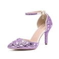 thumbnail image 2 of XIHAHA-Sandalias de tacón alto para mujer, zapatos de fiesta de Color, diseño Floral, con diamantes completos, 2 of 5