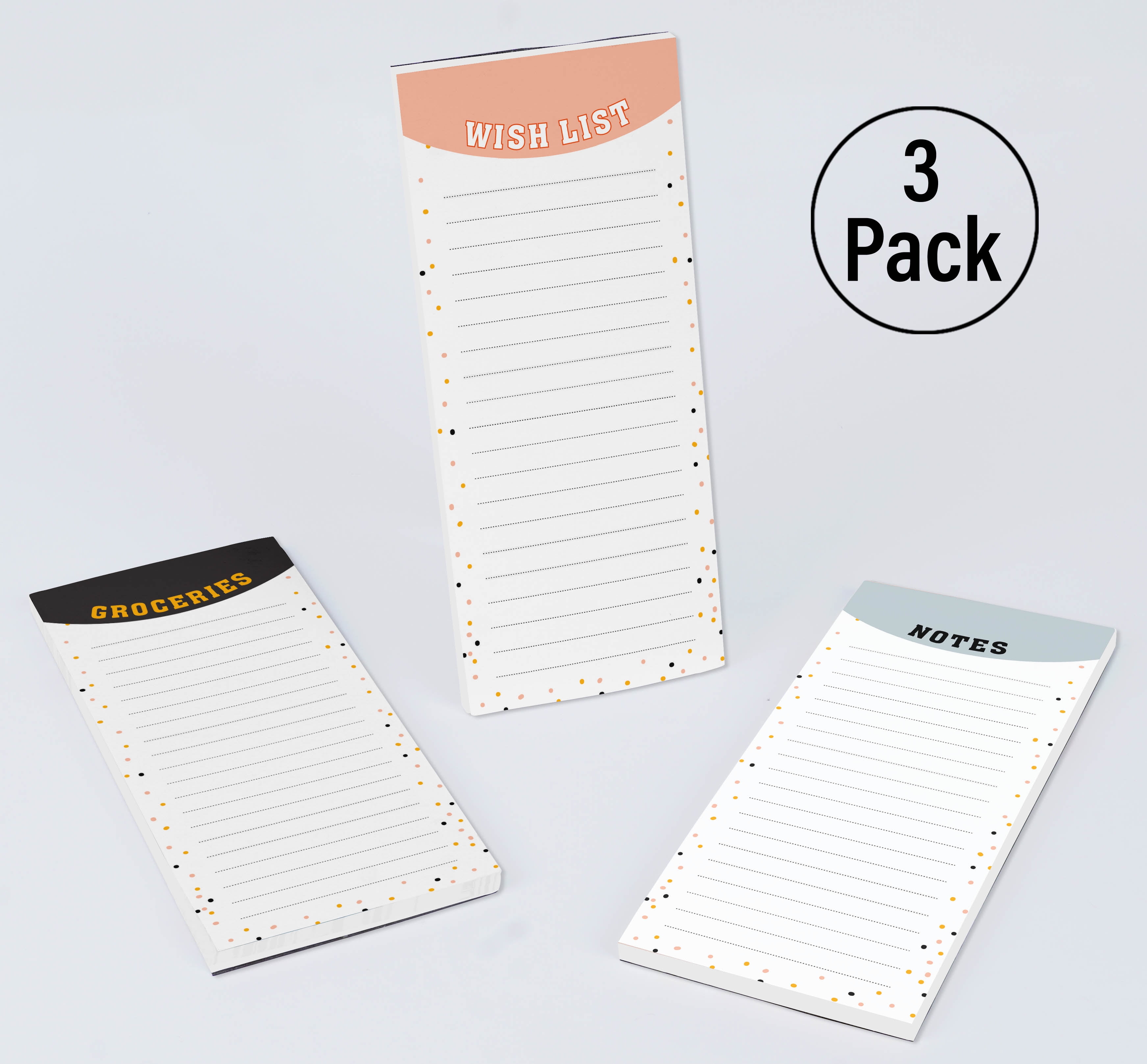 Inkdotpot Pack of 3 Magnetic Fridge To-Do List Notepads- Magnetic Memo Pads For Refrigerator-(50 Sheets Each)-UK