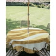 thumbnail image 2 of Outdoor Tablecloth with Umbrella Hole, Yellow Pink Waves Spillproof Waterproof Outdoor Table Cover, Ombre Sea Ripples Shabby Beach Patio Tablecloths for Party/Garden/Picnic, Round 60 inch, 2 of 9
