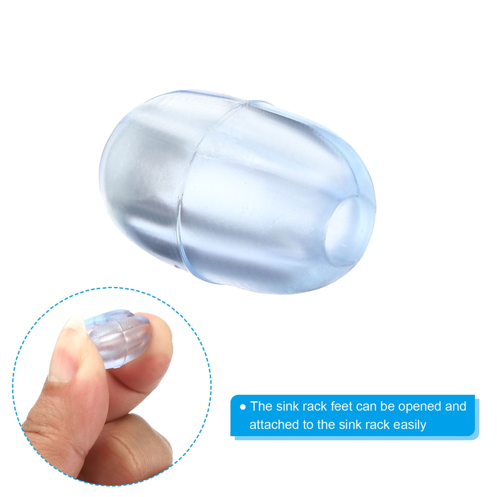Unique Bargains Kitchen Sink Rack Feet Plastic Bumpers Protector for Sink Grid Clear