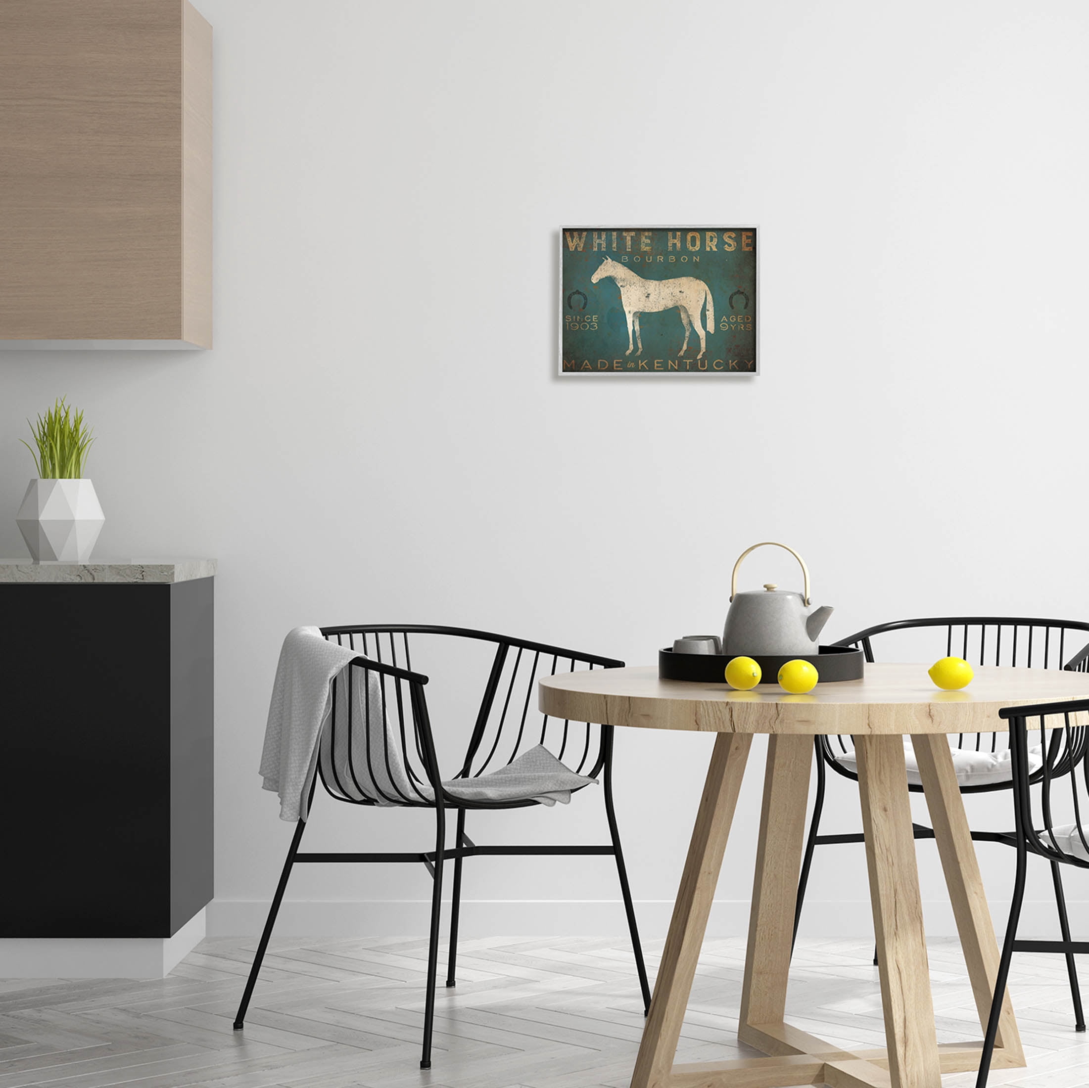 Stupell Industries White Horse Bourbon Vintage Sign Graphic Art Gray Framed Art Print Wall Art, Design by Ryan Fowler