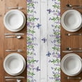 thumbnail image 4 of Table Runner 120 Inches Long for Kitchen Dining, Spring Purple Flowers Dresser Scarf Farmhouse, Dining Table Decorations for Wedding/Parties, Farmhouse Leaves Fences Gray Wood 13 x 120 In, 4 of 8