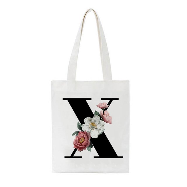Bolsa de asas con inicial personalizada Regalo de acuarela floral para su carta Bolsa de tela Wmkox8yii HFSH76