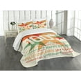 thumbnail image 3 of Ambesonne Abstract Quilted Bedspread Set 3 Pcs, Birthday Wishes, King Size, Pale Green and Vermilion, 3 of 5
