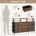 thumbnail image 2 of Daluvenix Fabric Dresser Cabinet with 9 Drawers and 2 Open Shelves, Storage Organizer Chest with Wood Top and Metal Frame, Side Pocket, for Bedroom, Living Room, Hallway(Brown), 2 of 7