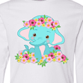 thumbnail image 4 of Inktastic Cute Baby Elephant with Flowers Long Sleeve Youth T-Shirt, 4 of 5