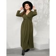 thumbnail image 3 of Women's Plus Size Long Dress Short Sleeve V Neck Empire Waist Beach Party Dresses, 3 of 5