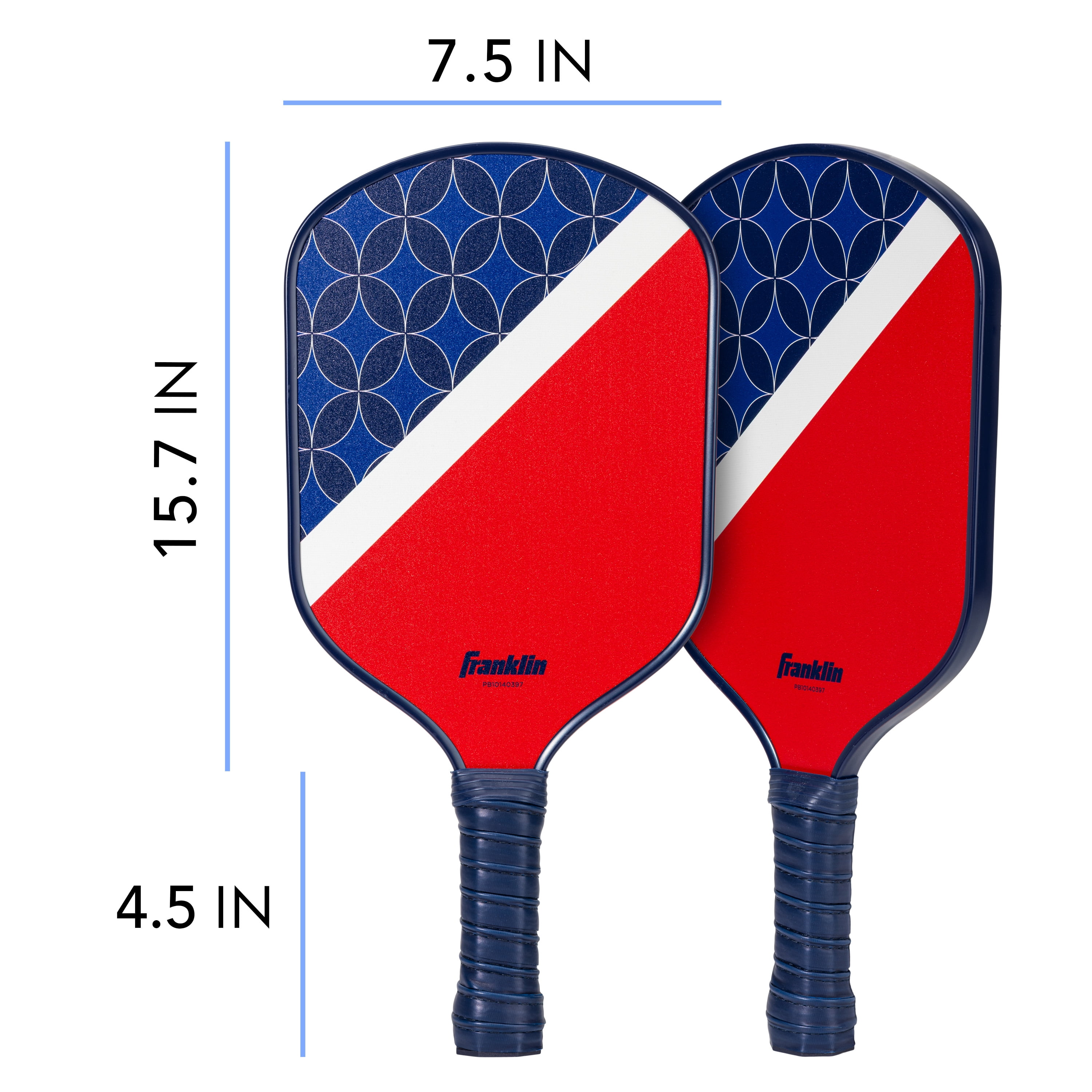 (2 pack) Franklin Sports Pickleball Paddle - Fiberglass Pickleball Paddle - Polypropylene Cell Core - Red/White/Blue