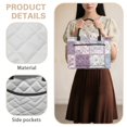 thumbnail image 5 of HELLHERO Purple Floral Patchwork Print Front Pocket Fabric Storage Hamper for Dorm Bathroom, Polyester Collapsible Quilted Storage Basket with Waterproof, 5 of 6