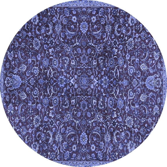 Ahgly Company Machine Washable Indoor Round Persian Blue Traditional Area Rugs, 6' Round