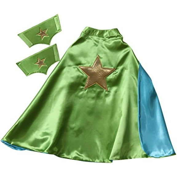 Reversible 24" Star Cape & Cuffs - Green & Blue
