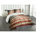 thumbnail image 3 of Ambesonne American Flag Quilted Bedspread Set 3 Pcs, Wood Design Flag, King Size, Blue Red, 3 of 5