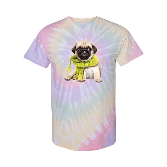 Pug Puppy With A Scarf Tie Dye Spiral Women -SPIdeals Designs, Female Large