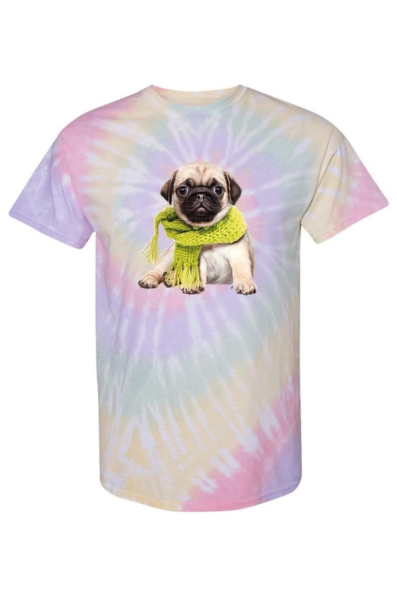 Pug Puppy With A Scarf Tie Dye Spiral Women -SPIdeals Designs, Female Small