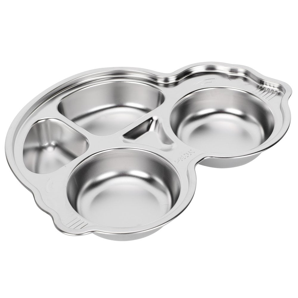 Acier Inoxydable 304 Plateau Divisé Rectangulaire Assiettes Divisées Paquet De 20, 5 Sections Assiettes À Dîner Divisées Plateau En Métal Pour Les Campeurs, Et Contrôle Des Portions (Argent