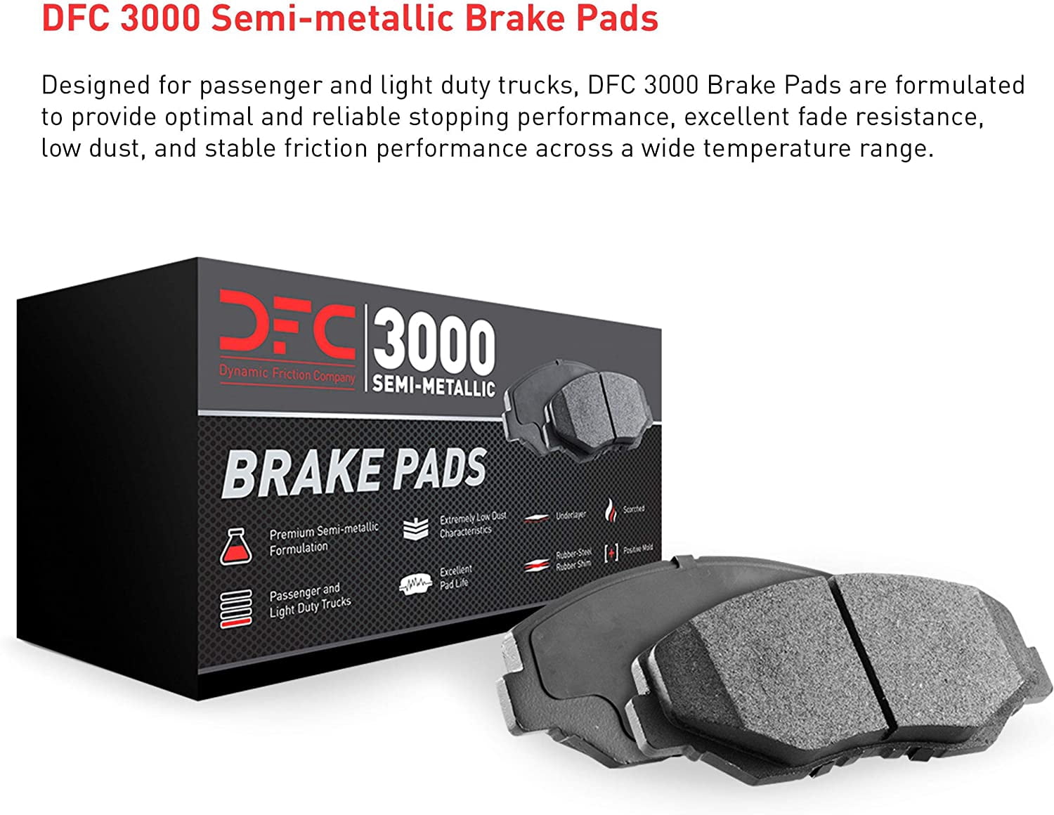 Dynamic Friction Company 1311-1069-01 DFC 3000 Semi-Metallic Brake Pads and Hardware Kit