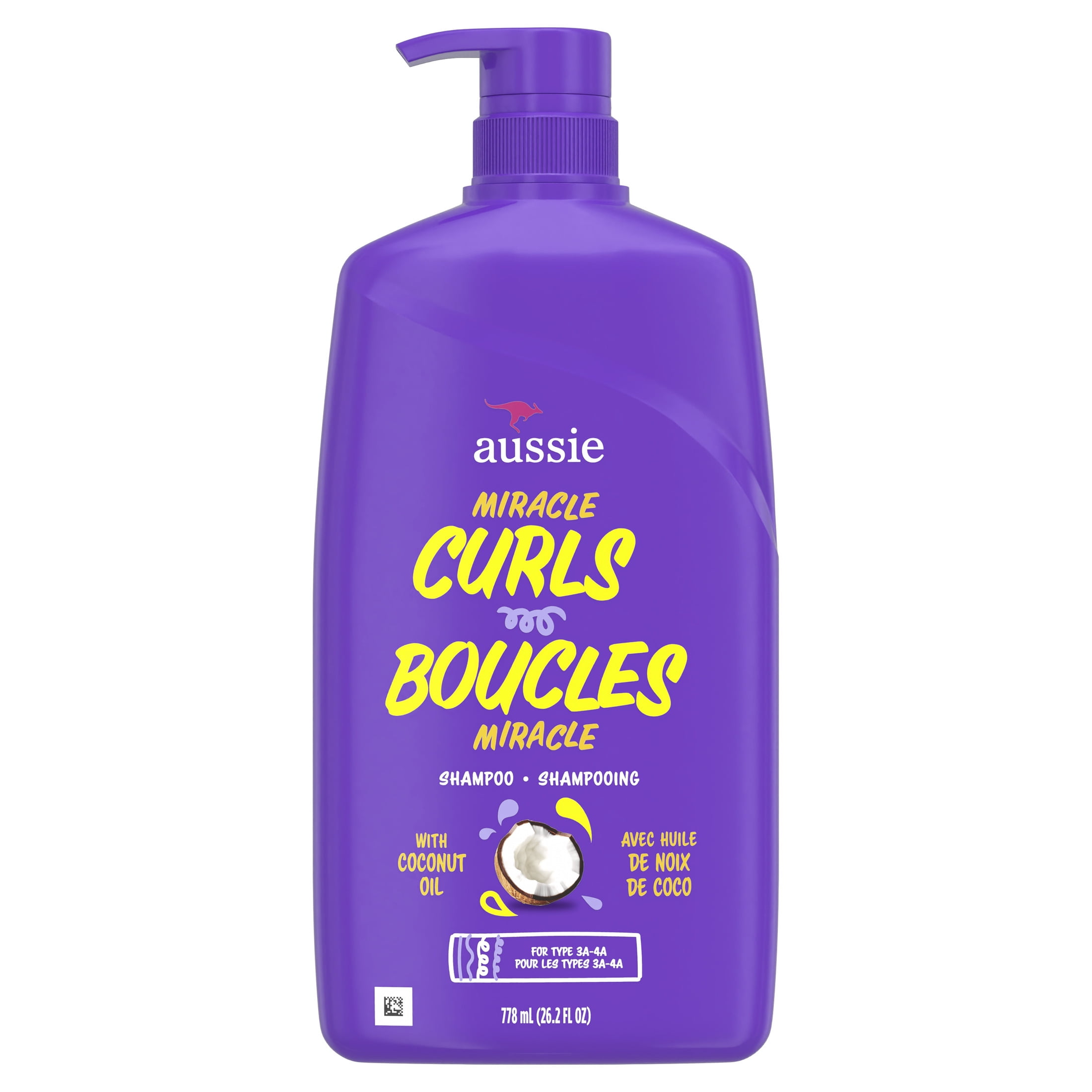 Aussie Miracle Curls Shampoo with Coconut & Jojoba Oil, Foe All Hair Types, Paraben Free, 26.2 fl oz