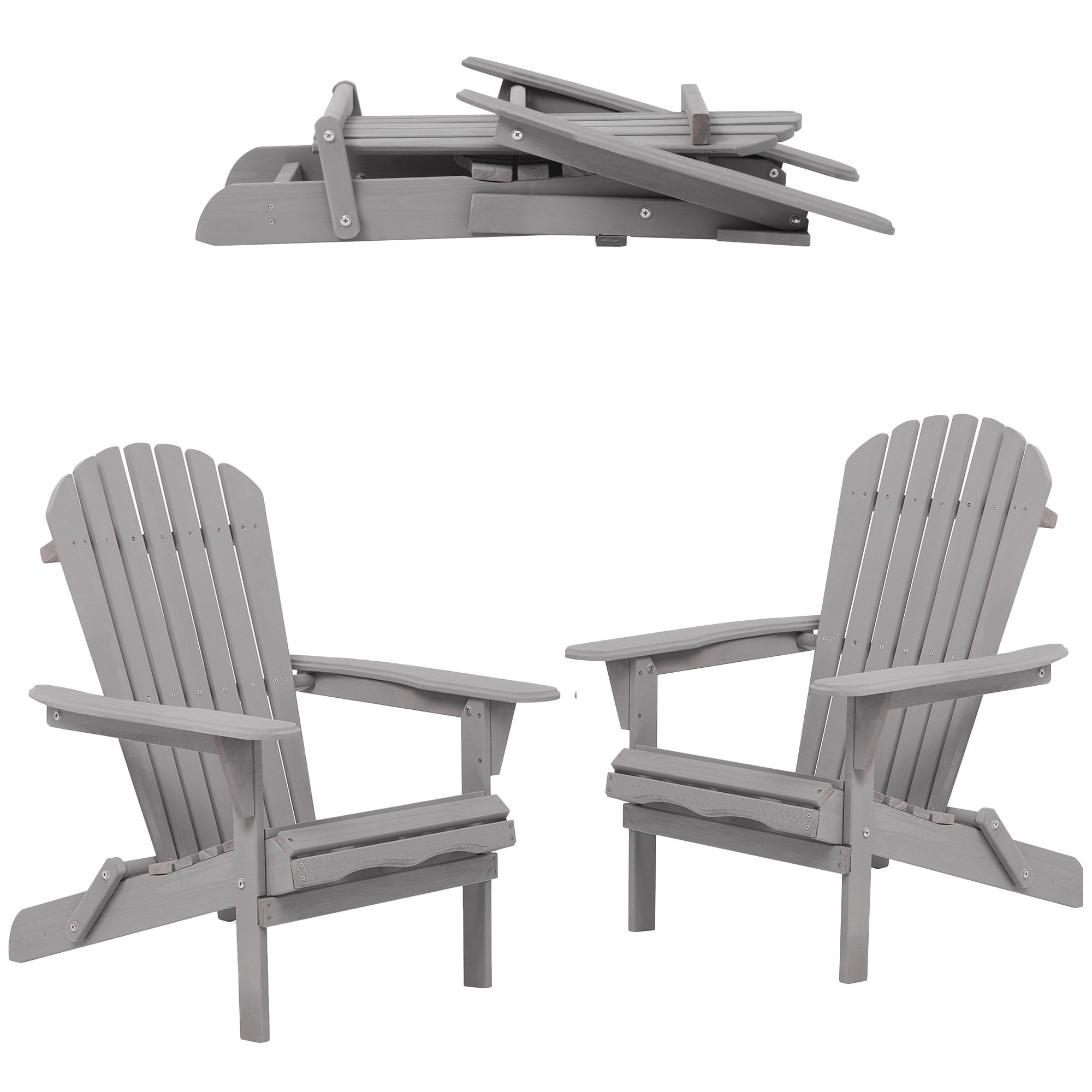 Folding Adirondack Chair, Seizeen 2PCS Wooden Outdoor Patio Chairs
