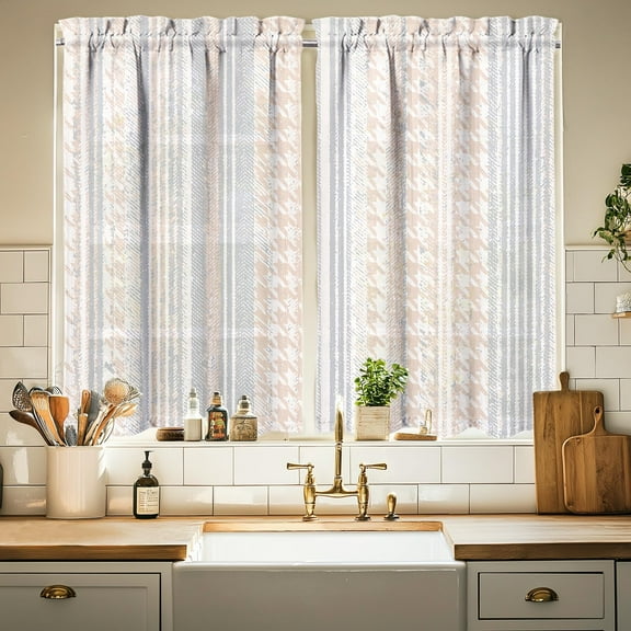 Farmhouse Kitchen Curtains 36 Inch Length Country Window Curtain Over Sink Rustic Small Short Tier for Bathroom Cafe Rod Pocket (2 Panels, 27.5" W x 36" L)