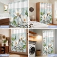 thumbnail image 5 of No Hook Shower Curtain, Botanical Flowers Waterproof Fabric Shower Curtains for Bathroom, Country Magnolia Leaves Branches Long Bathroom Curtain with Mesh Top Window for Home Hotel Bathtub 72"x84", 5 of 9