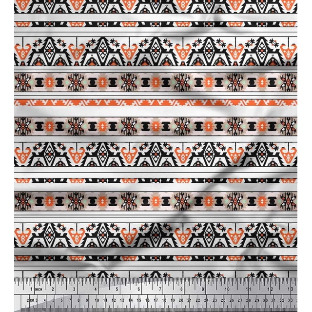 Soimoi Poly Georgette Fabric Aztec Southwestern Print Fabric by The Yard 52 Inch Wide