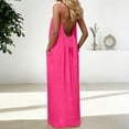 thumbnail image 7 of Women's Open Back Spaghetti Strap Beach Maxi Dress Loose Flowy Vacation Sundress RD1 XXL, 7 of 7