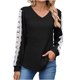 thumbnail image 3 of MHFRRA Blusa Informal de Manga Larga para Mujer con Encaje En contraste, Holgada, para Uso Diario, Primavera y Otoño. Negro, 3 of 3