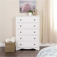 thumbnail image 2 of Kingfisher Lane 5 Drawer Wood Bedroom Chest in White, 2 of 4