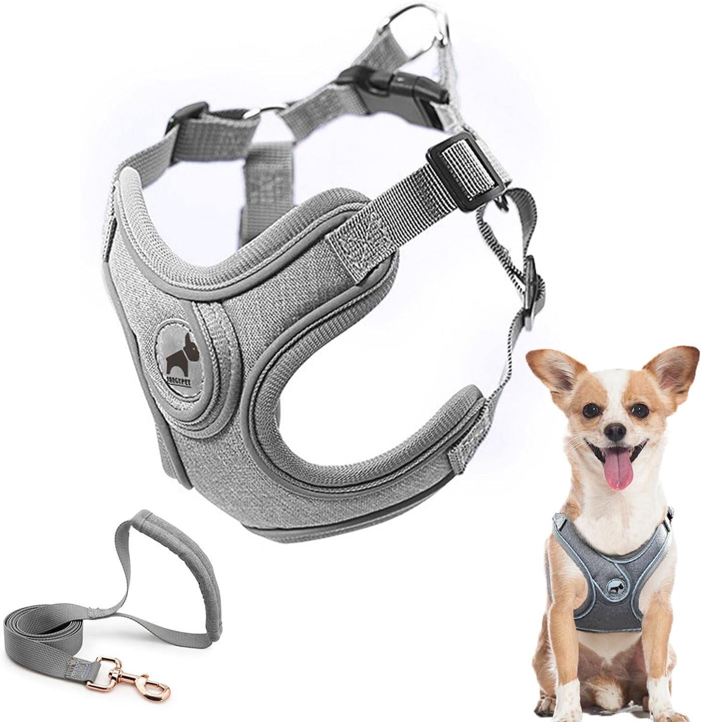 Dog Harness with Leash, Soft Adjustable Step in Reflective Strips Collars Harness Vest for Small Medium Dogs Training and Running(M, Red)