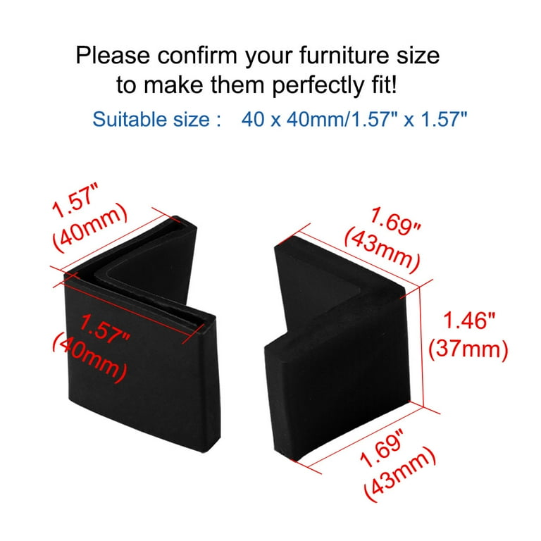 【CFCL】L LEG COVER BLACK 20 Pcs Black Soft PVC Angle Iron Foot L Shaped Edge Leg
