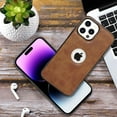 thumbnail image 6 of for iPhone 14 Pro Max Case PU Leather Vegan Slim Logo View Luxury Elegant Classic Screen Protector Protective Phone Case (2022) 6.7" - Golden Brown, 6 of 6
