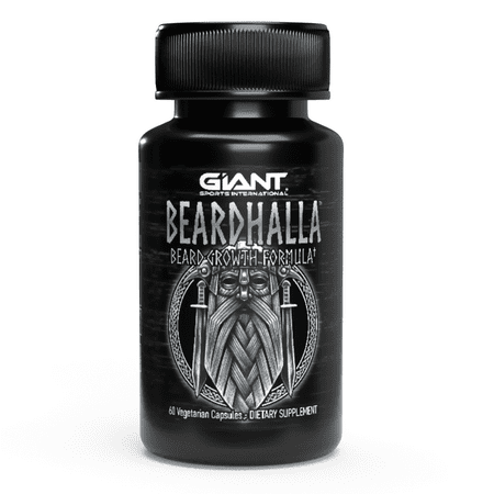 Giant Sports Beardhalla - Beard Growth Formula for Thicker, Fuller and Healthier Facial Hair - 60ct