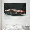thumbnail image 1 of Cars Tapestry, Automotive Industry Theme Powerful Engine Fast Technology Prestige Performance, Wall Hanging for Bedroom Living Room Dorm Decor, 80W X 60L Inches, Red Black White, by Ambesonne, 1 of 2