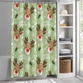 thumbnail image 6 of Christmas Green Small Stall Shower Curtain, Waterproof Shower Curtains for Bathroom, Xmas Cute Elk Winter Leaves Cartoon Snowflake Washable Fabric Bath Curtain for Bathtub with Hooks 36x72 Inches, 6 of 9