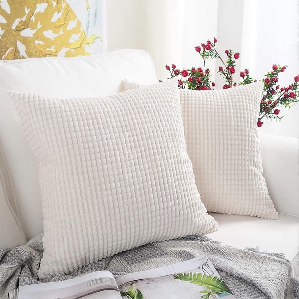 Pack of 2, Corduroy Soft Decorative Square Throw Pillow Cover Cushion Covers Pillowcase, Home Decor Decorations for Sofa Couch Bed Chair 18x18 Inch/45