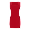 thumbnail image 5 of Women's Elegant Sleeveless Square Neck Dress Summer Party Evening Banquet Outfit Back Zipper Casual Mini Bodycon Womens Casual Trendy Midi Dresses, 5 of 6