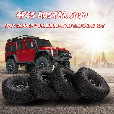 4pcs AUSTAR 5020+617BK 120mm 1.9'' Rim Rubber Tyre Tire Wheel Set for 1/10 HSP HPI Traxxas -4 SCX10 RC4 D90 RC Rock (Best 1.9 Crawler Tires)