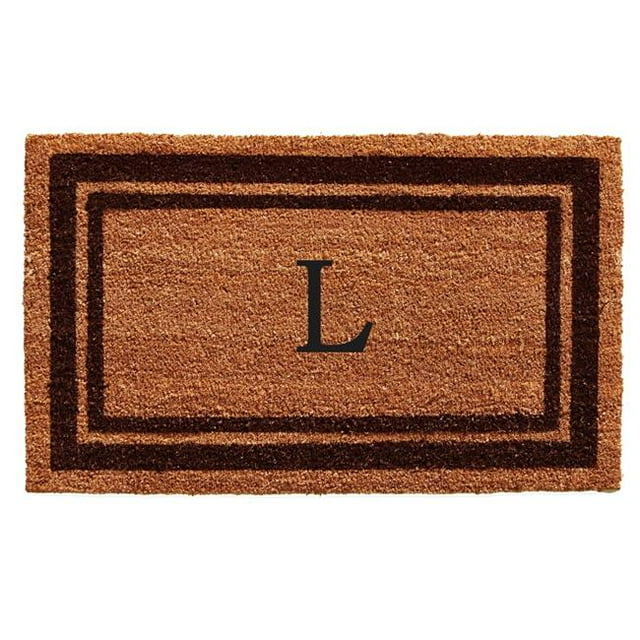 Calloway Mills 152982436L 24 x 36 in. Brown Border Monogram Rectangular Doormat, Natural - Letter L
