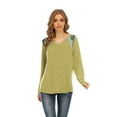 thumbnail image 4 of T-shirt Décontracté à Manches Longues Croisé Col Rond pour Femme, 4 of 8