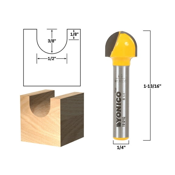 Yonico Core Box Router Bit - 1/4" Radius - 1/4" Shank - 19101q