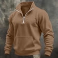 thumbnail image 2 of VBVC Men's Quarter Zip Mock Neck Pullover with Pockets , Long Sleeve Outdoor Sweatshirt For Men, Khaki , S-3XL, 2 of 10