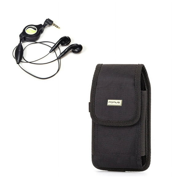 Compatible With Google Pixel 3a XL - Rugged Canvas Carry Case w Retractable Headset Hands-free w Mic